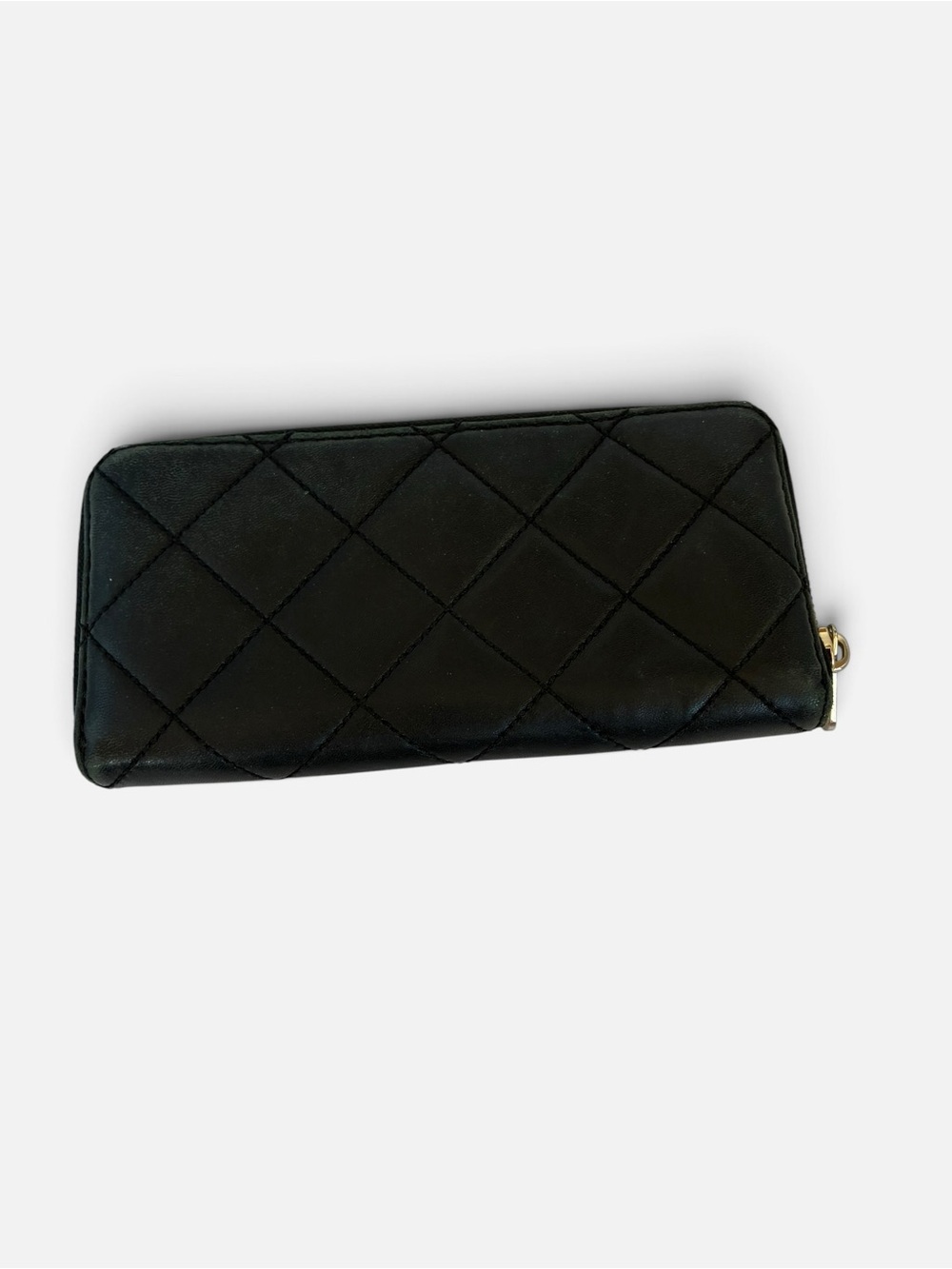 Michael Kors Black Quilted Zip-Around Wallet with Gold Plate - Picture 2 of 5